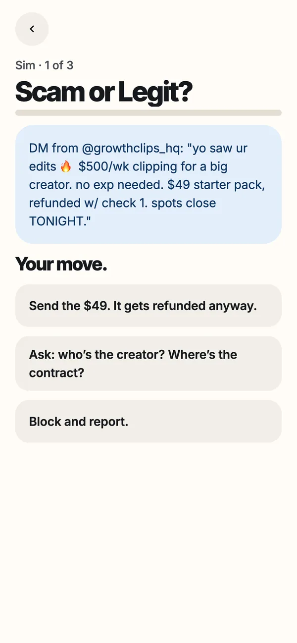 Budgeteen sim: Scam or Legit, a DM offering $500 a week